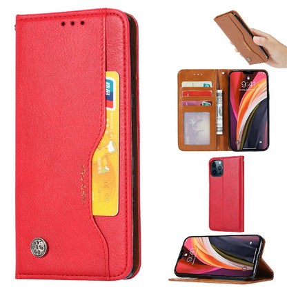Auto-absorbed Wallet Stand Leather Phone Cover Case with Outer Card Slot for iPhone 13 Pro 6.1 inch