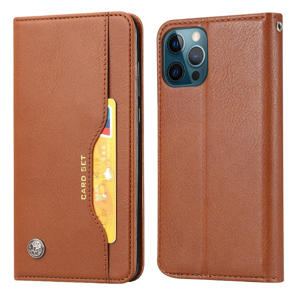 Auto-absorbed Wallet Stand Leather Phone Cover Case with Outer Card Slot for iPhone 13 Pro 6.1 inch