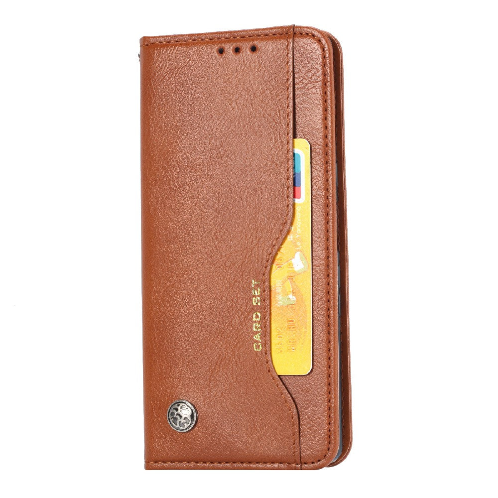 Auto-absorbed Wallet Stand Leather Phone Cover Case with Outer Card Slot for iPhone 13 Pro 6.1 inch