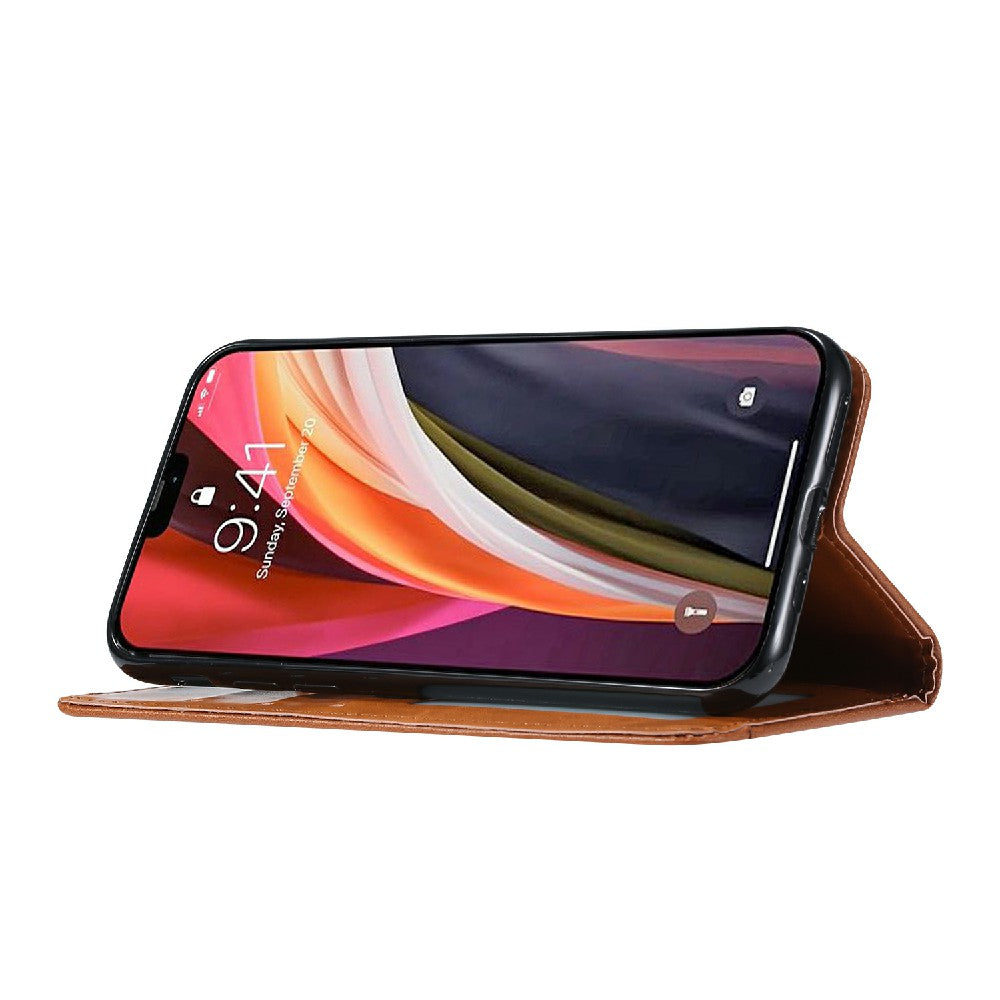 Auto-absorbed Wallet Stand Leather Phone Cover Case with Outer Card Slot for iPhone 13 Pro 6.1 inch