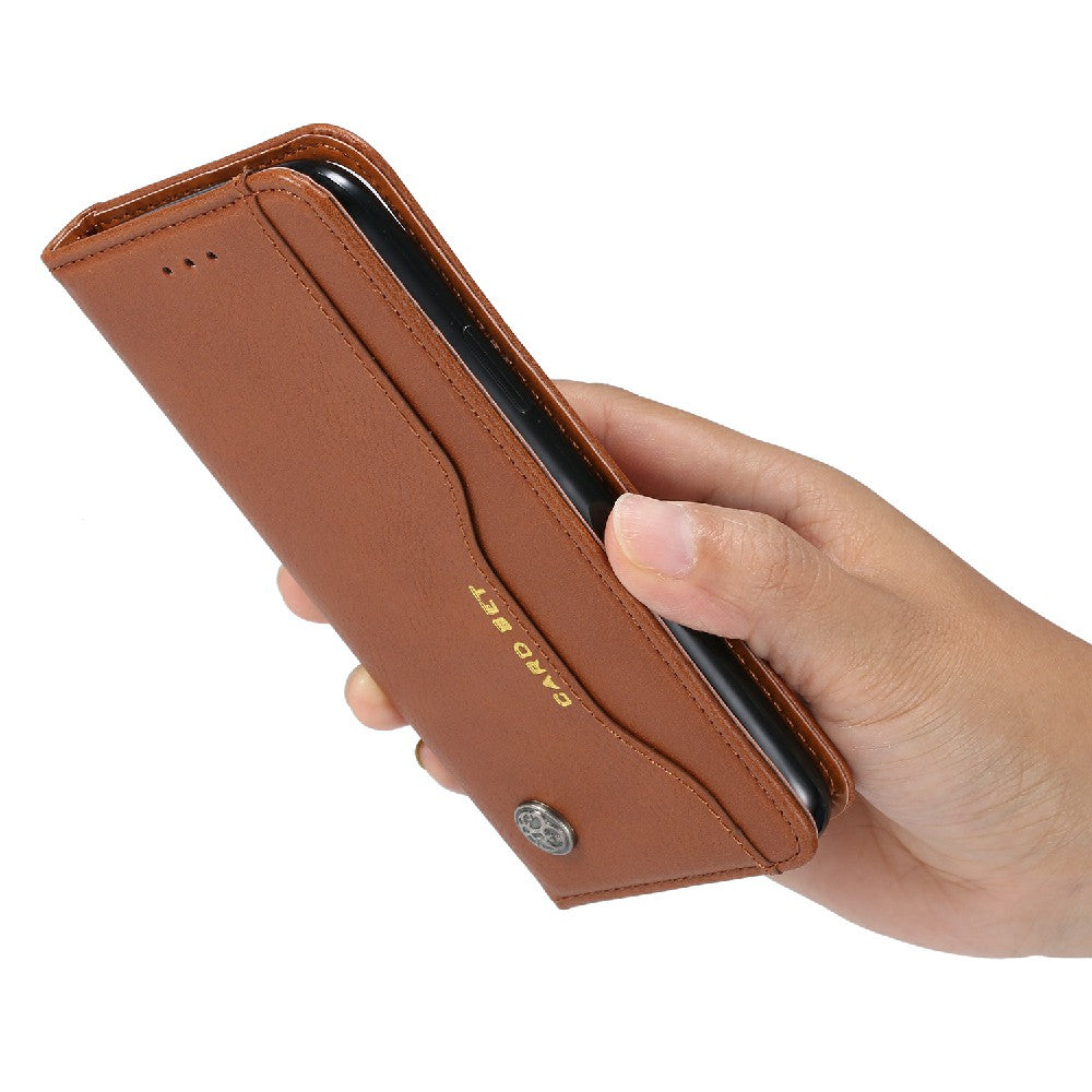 Auto-absorbed Wallet Stand Leather Phone Cover Case with Outer Card Slot for iPhone 13 Pro 6.1 inch
