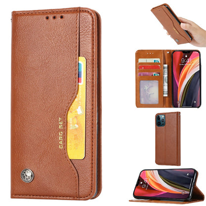 Auto-absorbed Wallet Stand Leather Phone Cover Case with Outer Card Slot for iPhone 13 Pro 6.1 inch