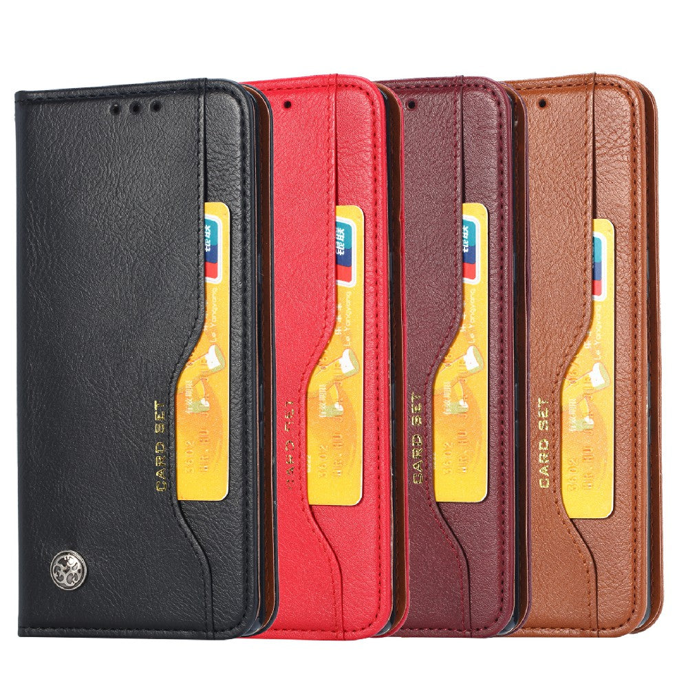 Auto-absorbed Wallet Stand Leather Phone Cover Case with Outer Card Slot for iPhone 13 Pro 6.1 inch