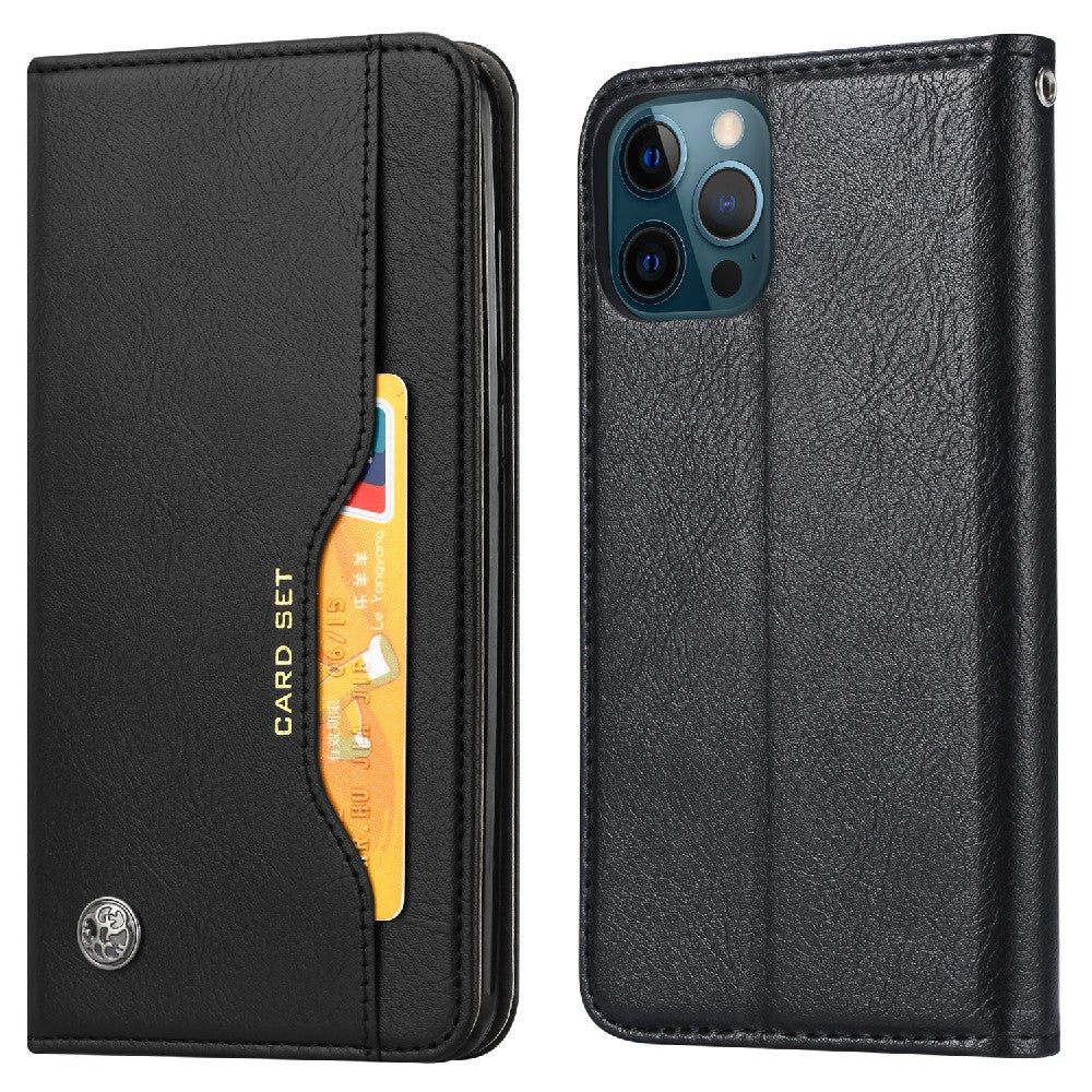 Auto-absorbed Wallet Stand Leather Phone Cover Case with Outer Card Slot for iPhone 13 Pro 6.1 inch