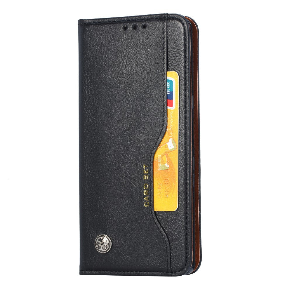 Auto-absorbed Wallet Stand Leather Phone Cover Case with Outer Card Slot for iPhone 13 Pro 6.1 inch