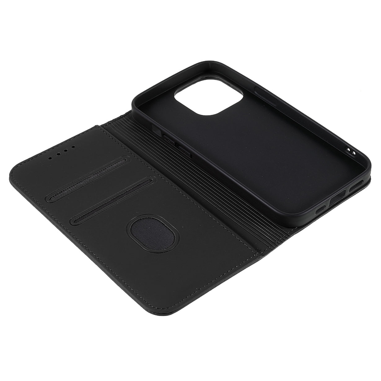 Skin-touch Feeling Kickstand Wallet Leather Case with Magnetic Auto-absorbed Closure for iPhone 13 Pro 6.1 inch