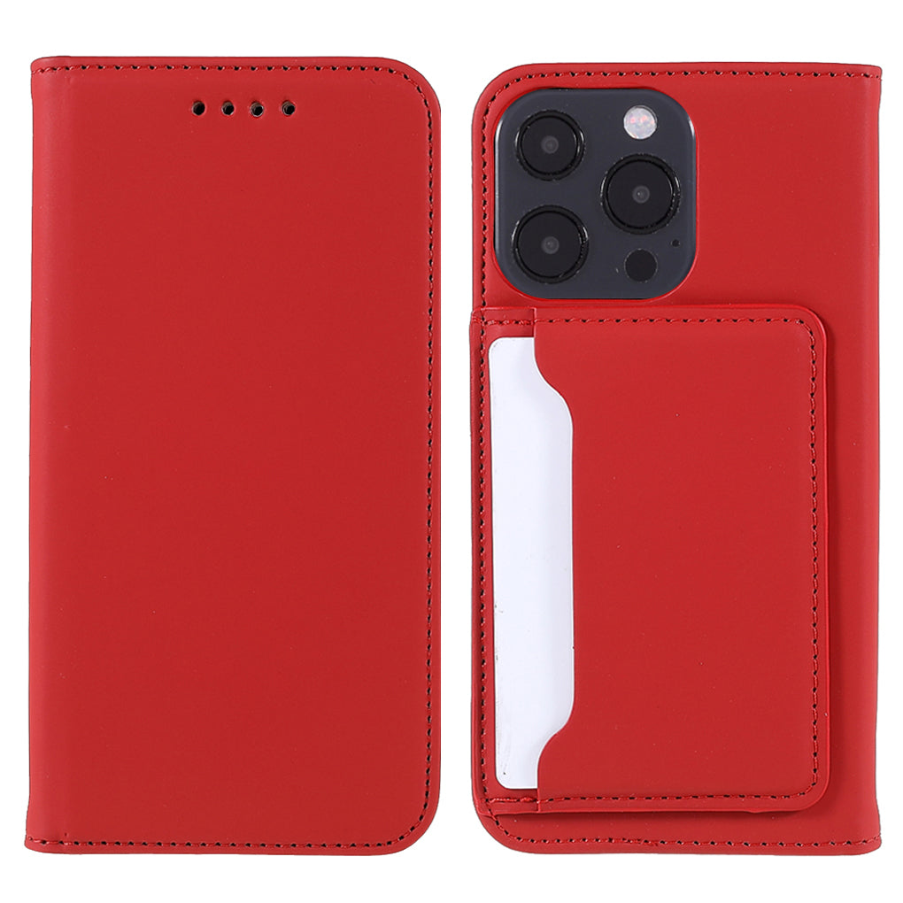 Skin-touch Feeling Kickstand Wallet Leather Case with Magnetic Auto-absorbed Closure for iPhone 13 Pro 6.1 inch