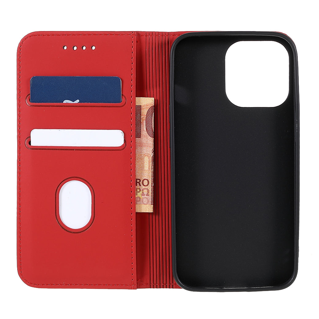 Skin-touch Feeling Kickstand Wallet Leather Case with Magnetic Auto-absorbed Closure for iPhone 13 Pro 6.1 inch
