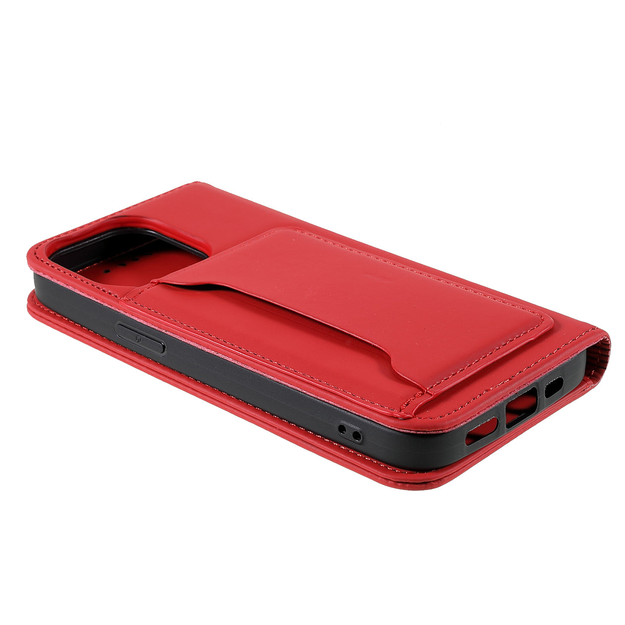 Skin-touch Feeling Kickstand Wallet Leather Case with Magnetic Auto-absorbed Closure for iPhone 13 Pro 6.1 inch