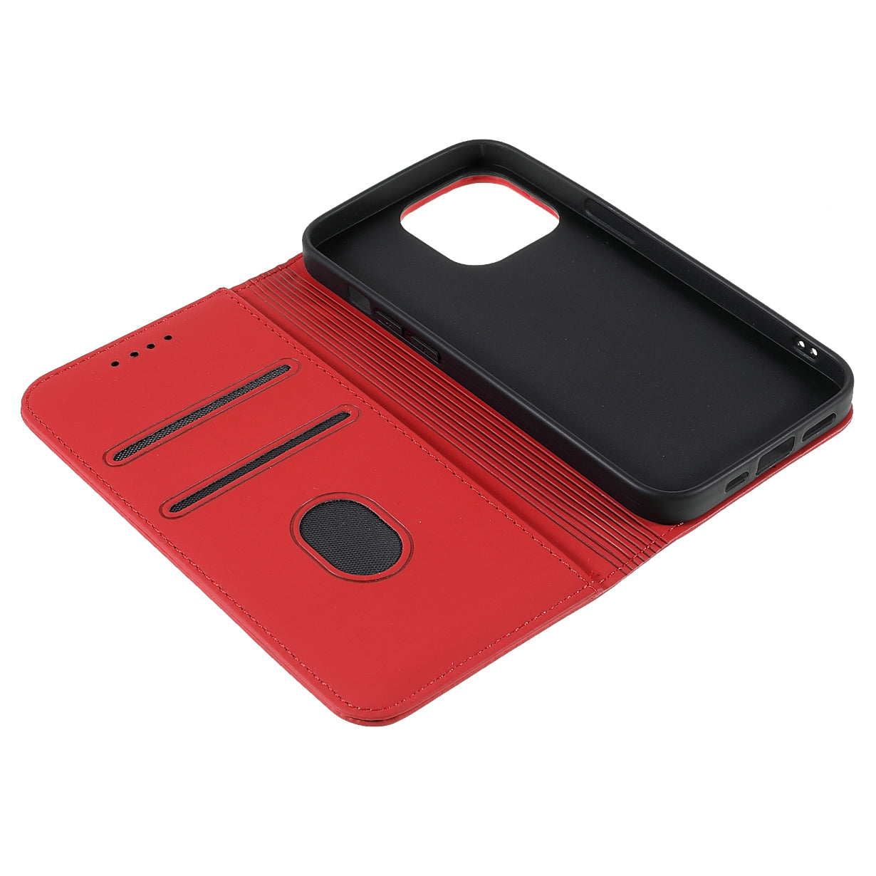 Skin-touch Feeling Kickstand Wallet Leather Case with Magnetic Auto-absorbed Closure for iPhone 13 Pro 6.1 inch