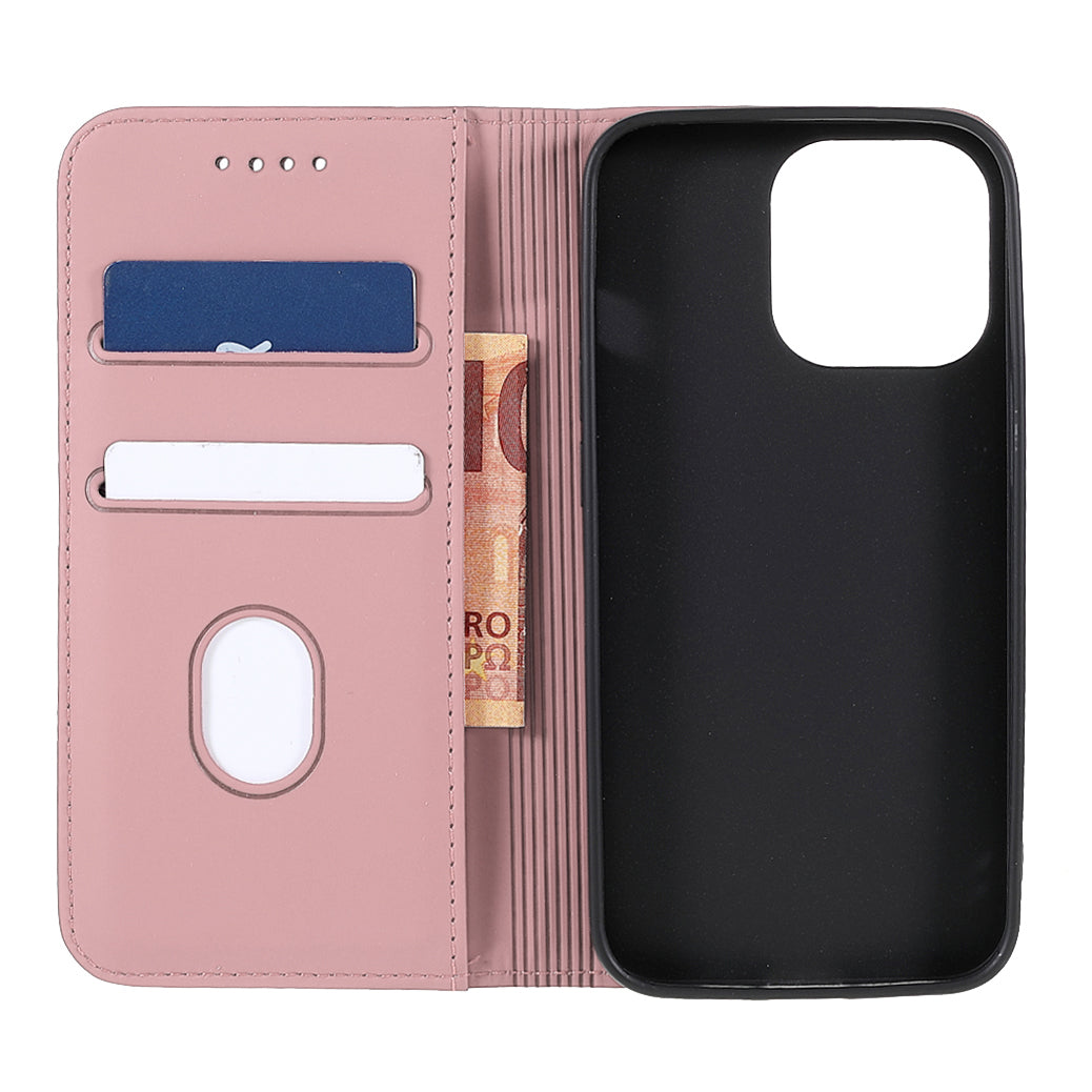 Skin-touch Feeling Kickstand Wallet Leather Case with Magnetic Auto-absorbed Closure for iPhone 13 Pro 6.1 inch