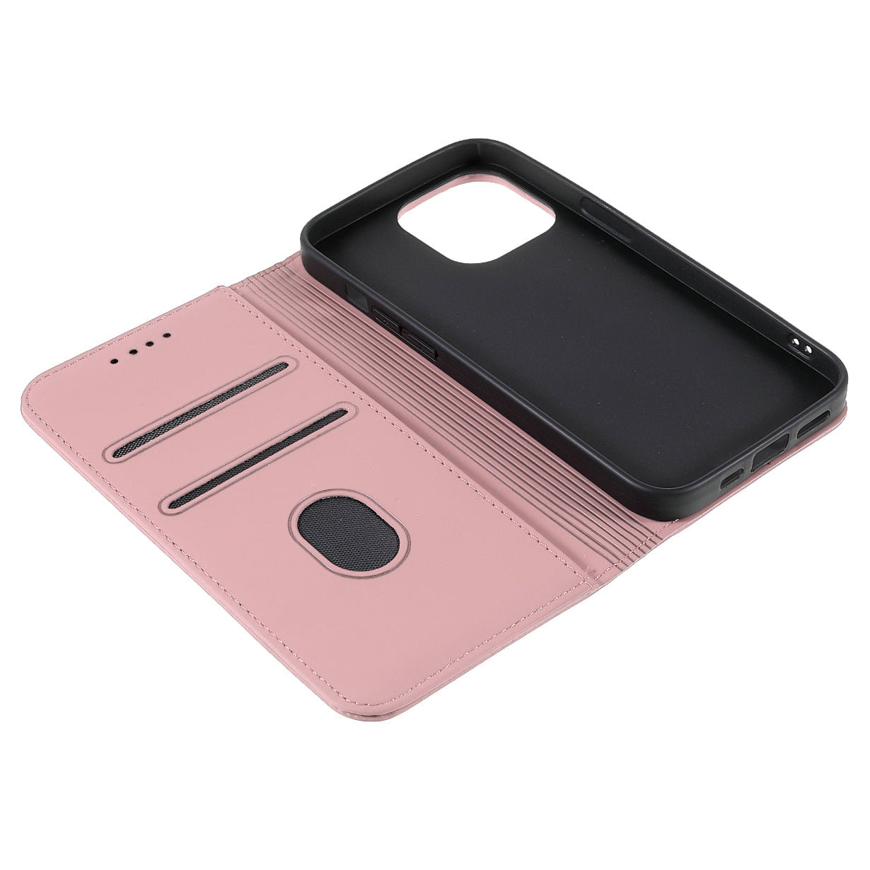 Skin-touch Feeling Kickstand Wallet Leather Case with Magnetic Auto-absorbed Closure for iPhone 13 Pro 6.1 inch