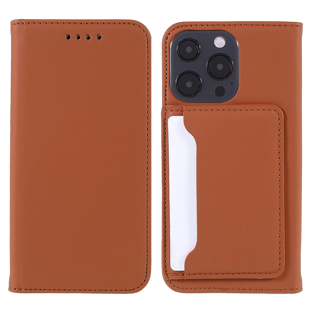 Skin-touch Feeling Kickstand Wallet Leather Case with Magnetic Auto-absorbed Closure for iPhone 13 Pro 6.1 inch