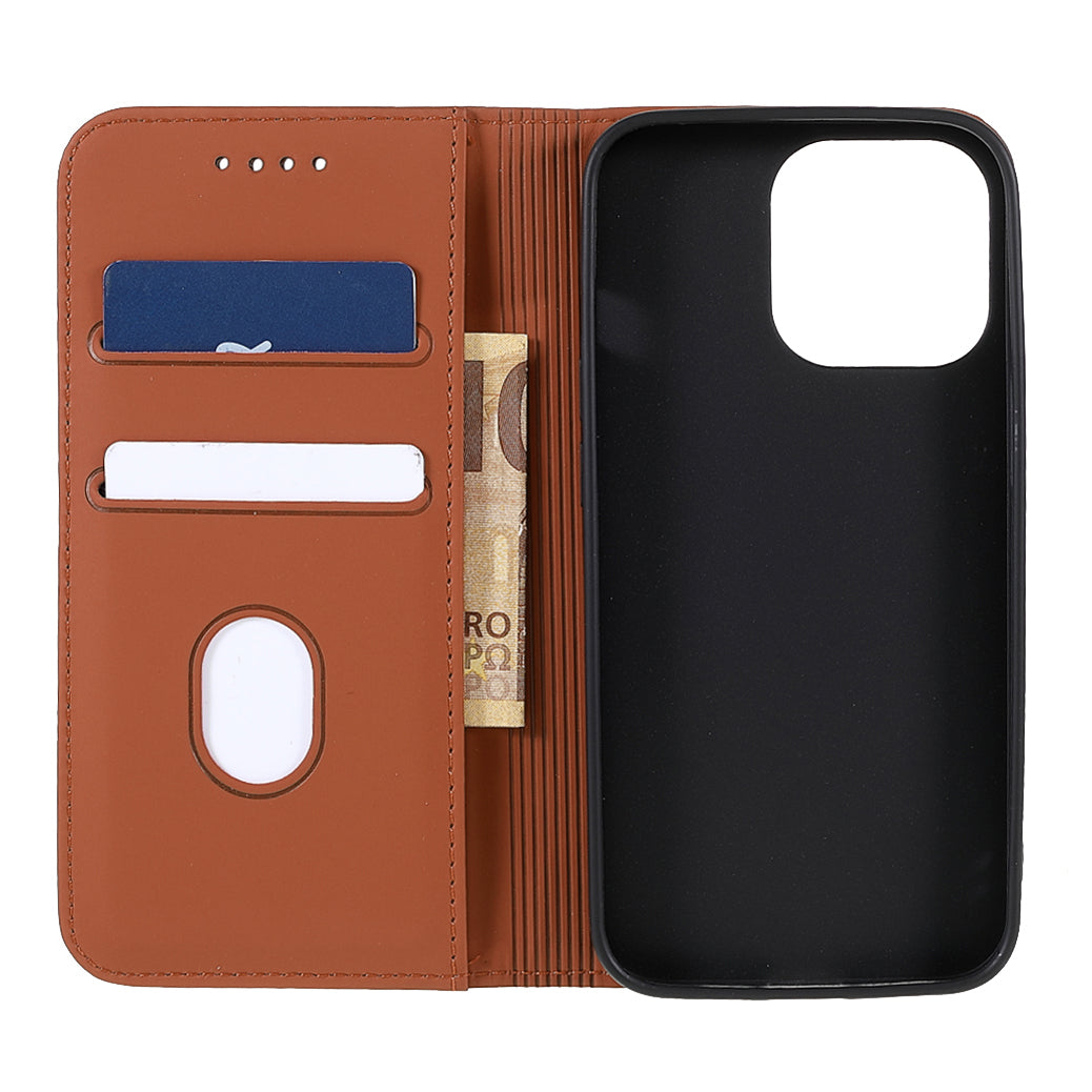 Skin-touch Feeling Kickstand Wallet Leather Case with Magnetic Auto-absorbed Closure for iPhone 13 Pro 6.1 inch