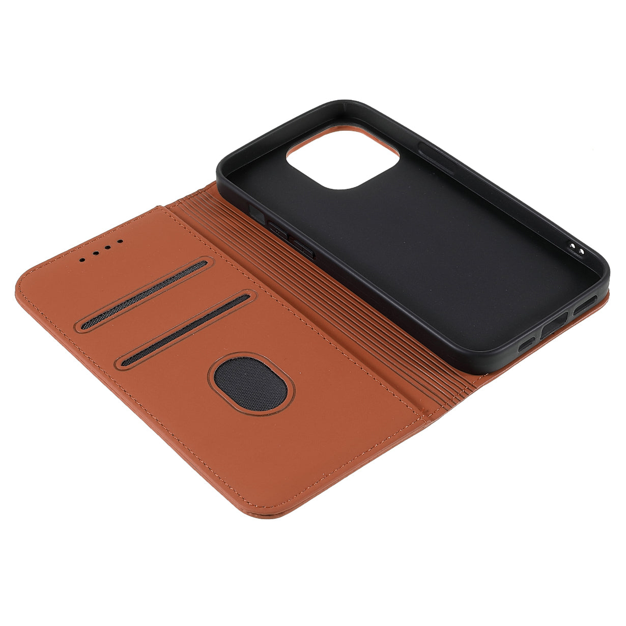 Skin-touch Feeling Kickstand Wallet Leather Case with Magnetic Auto-absorbed Closure for iPhone 13 Pro 6.1 inch