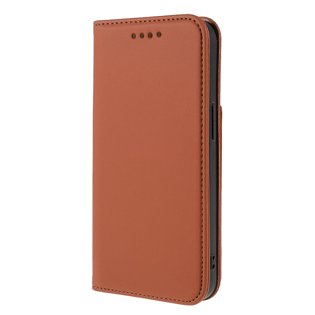 Skin-touch Feeling Kickstand Wallet Leather Case with Magnetic Auto-absorbed Closure for iPhone 13 Pro 6.1 inch