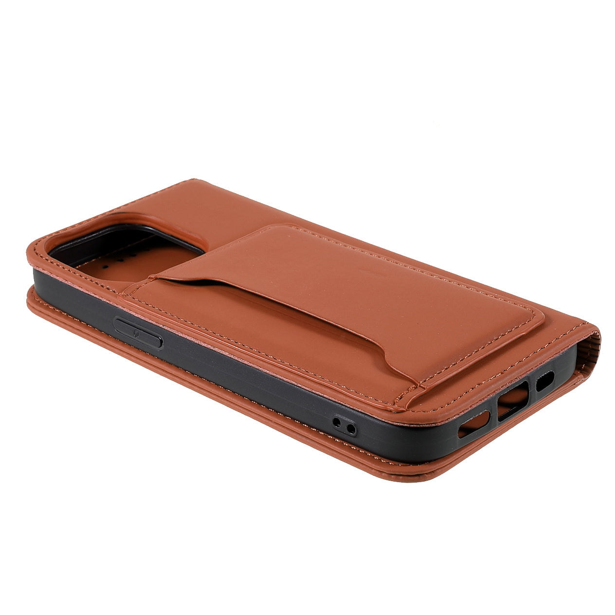 Skin-touch Feeling Kickstand Wallet Leather Case with Magnetic Auto-absorbed Closure for iPhone 13 Pro 6.1 inch