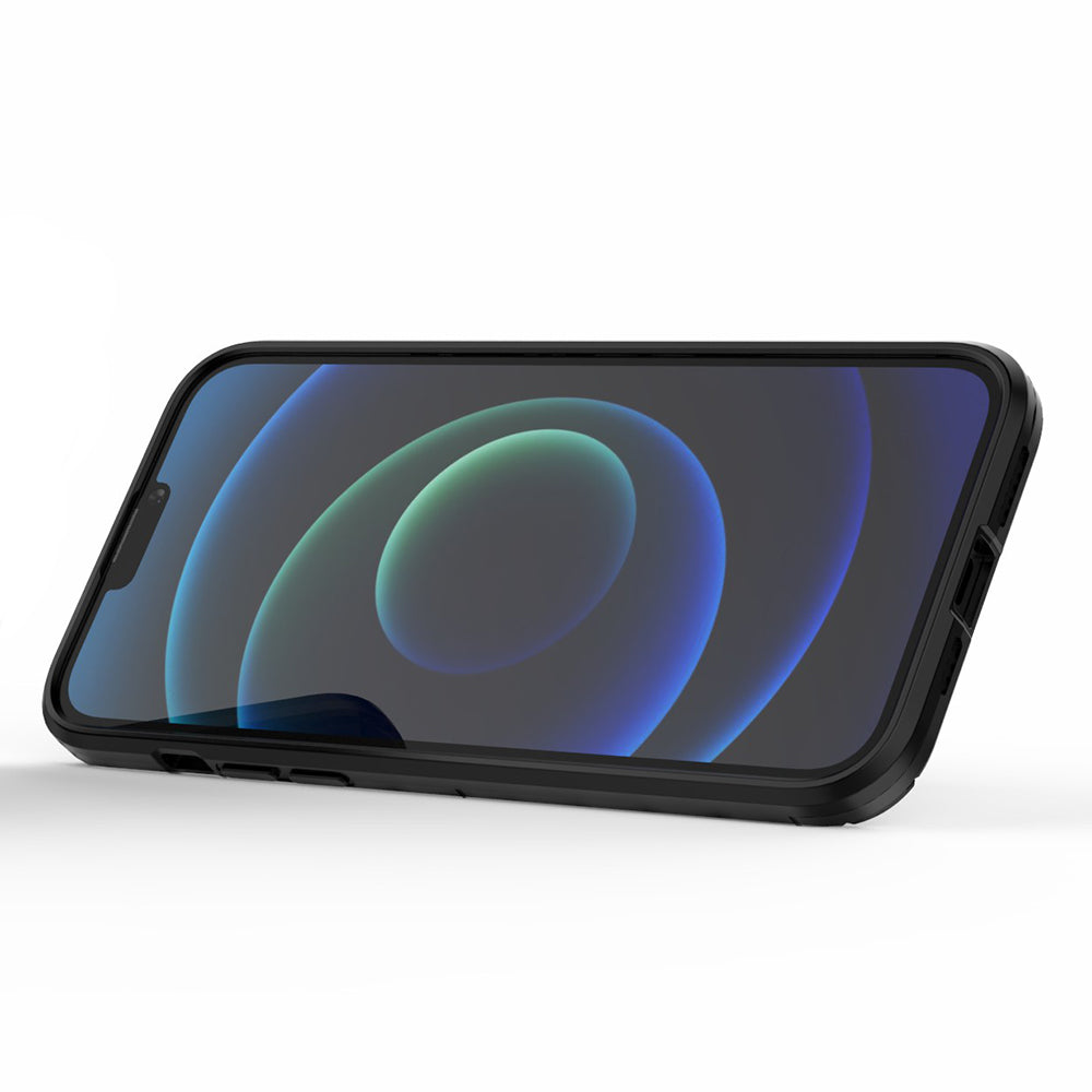Well-protected 2-in-1 PC TPU Hybrid Cover Case with Ring Holder Kickstand for iPhone 13 Pro Max 6.7 inch
