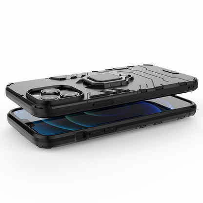 Well-protected 2-in-1 PC TPU Hybrid Cover Case with Ring Holder Kickstand for iPhone 13 Pro Max 6.7 inch