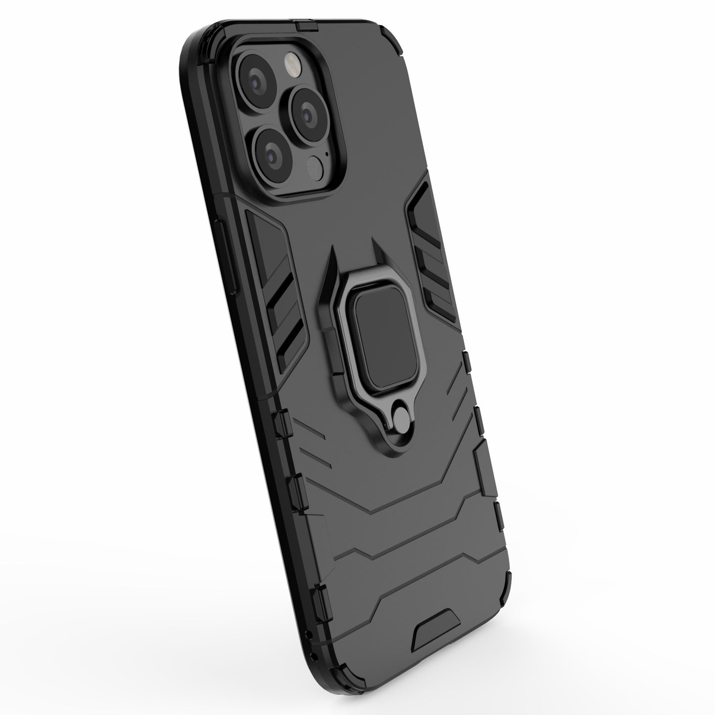Well-protected 2-in-1 PC TPU Hybrid Cover Case with Ring Holder Kickstand for iPhone 13 Pro Max 6.7 inch