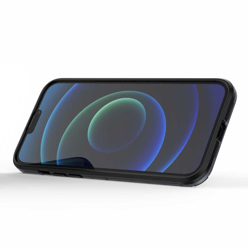 Well-protected 2-in-1 PC TPU Hybrid Cover Case with Ring Holder Kickstand for iPhone 13 Pro Max 6.7 inch