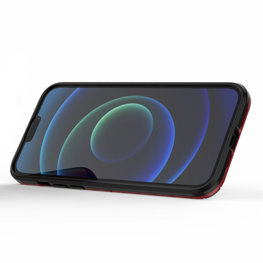 Well-protected 2-in-1 PC TPU Hybrid Cover Case with Ring Holder Kickstand for iPhone 13 Pro Max 6.7 inch