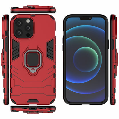 Well-protected 2-in-1 PC TPU Hybrid Cover Case with Ring Holder Kickstand for iPhone 13 Pro Max 6.7 inch