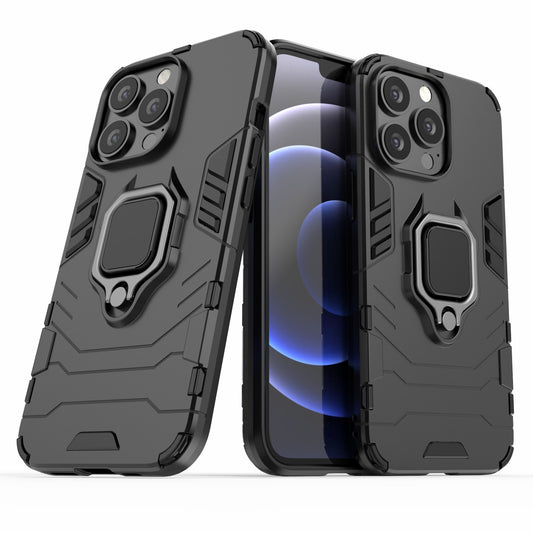 Ring Holder Kickstand Design 2-in-1 PC TPU Hybrid Case Drop-proof Cover for iPhone 13 Pro 6.1 inch