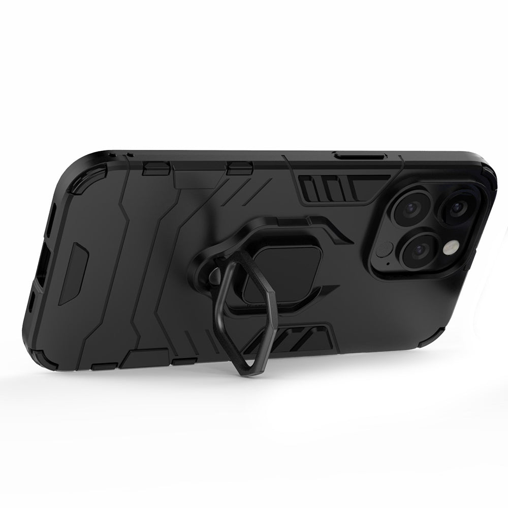 Ring Holder Kickstand Design 2-in-1 PC TPU Hybrid Case Drop-proof Cover for iPhone 13 Pro 6.1 inch