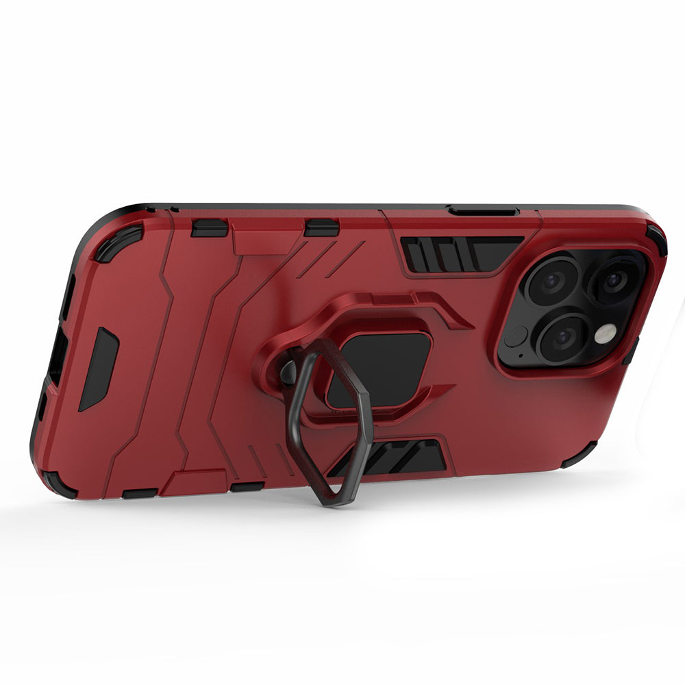 Ring Holder Kickstand Design 2-in-1 PC TPU Hybrid Case Drop-proof Cover for iPhone 13 Pro 6.1 inch