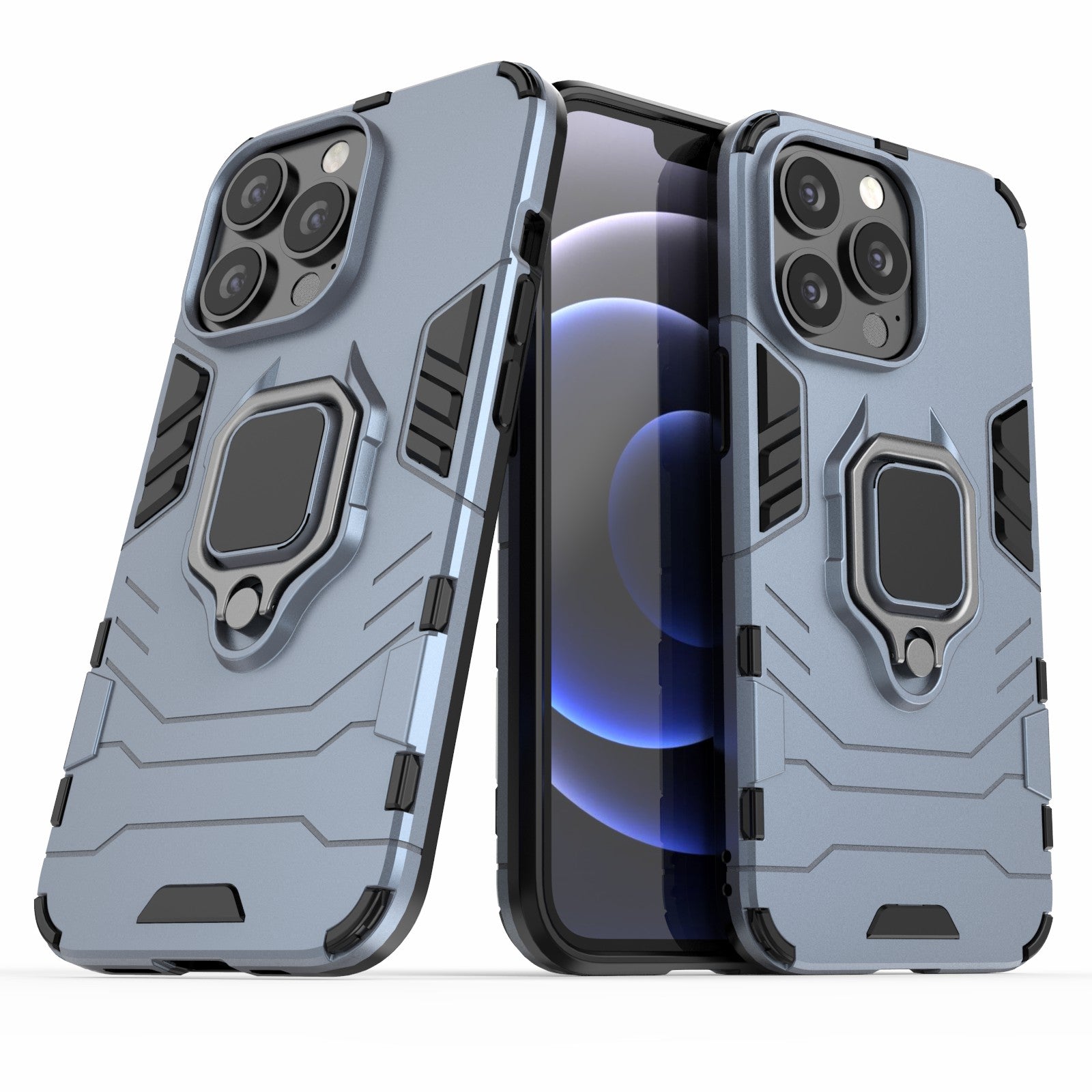 Ring Holder Kickstand Design 2-in-1 PC TPU Hybrid Case Drop-proof Cover for iPhone 13 Pro 6.1 inch