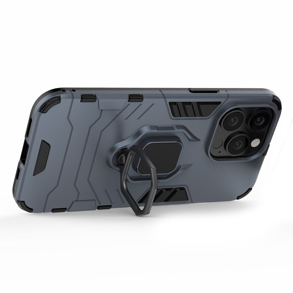 Ring Holder Kickstand Design 2-in-1 PC TPU Hybrid Case Drop-proof Cover for iPhone 13 Pro 6.1 inch