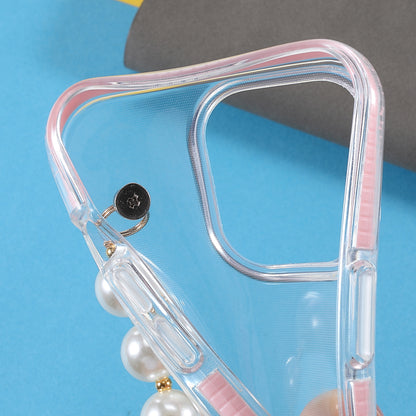 Shock-Absorbed Super Clear TPU Phone Case with Pearl Hand Strap for iPhone 13 Pro 6.1 inch