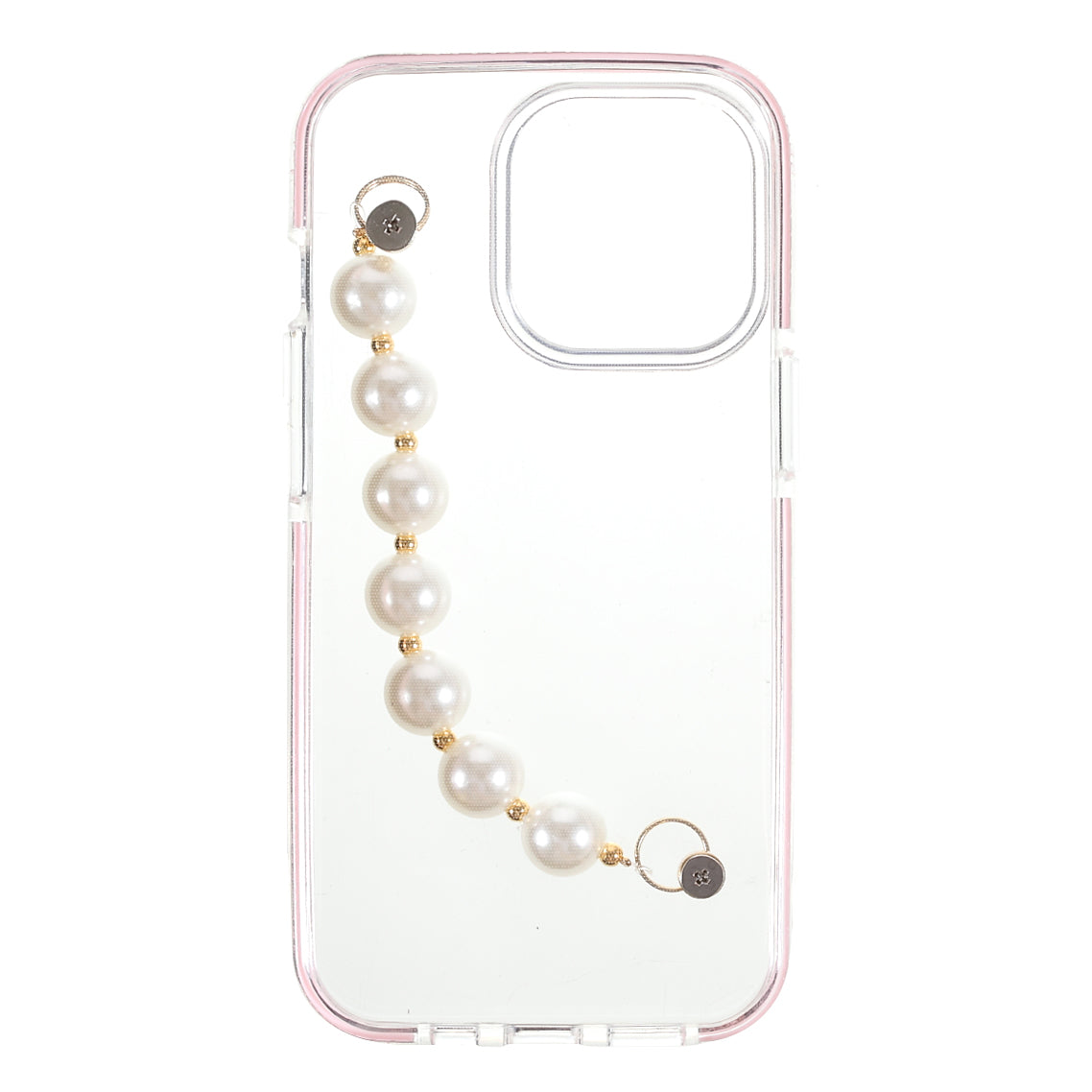 Shock-Absorbed Super Clear TPU Phone Case with Pearl Hand Strap for iPhone 13 Pro 6.1 inch