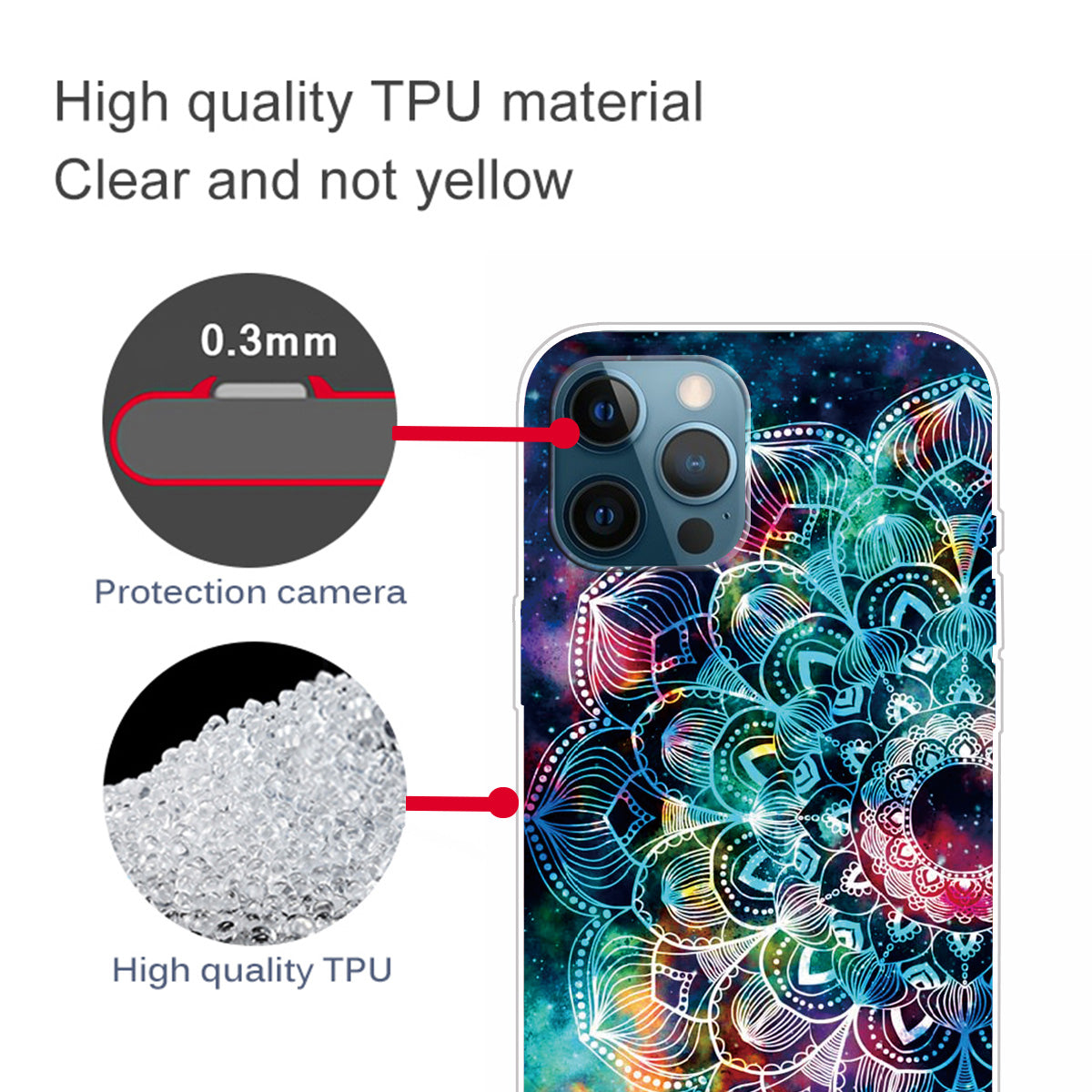 Clear Cute Pattern Printing Design Slim Lightweight Protective TPU Cover for iPhone 13 Pro 6.1 inch
