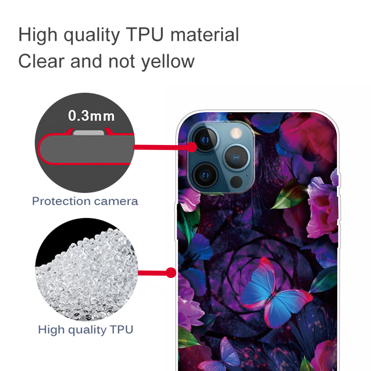 Clear Cute Pattern Printing Design Slim Lightweight Protective TPU Cover for iPhone 13 Pro 6.1 inch