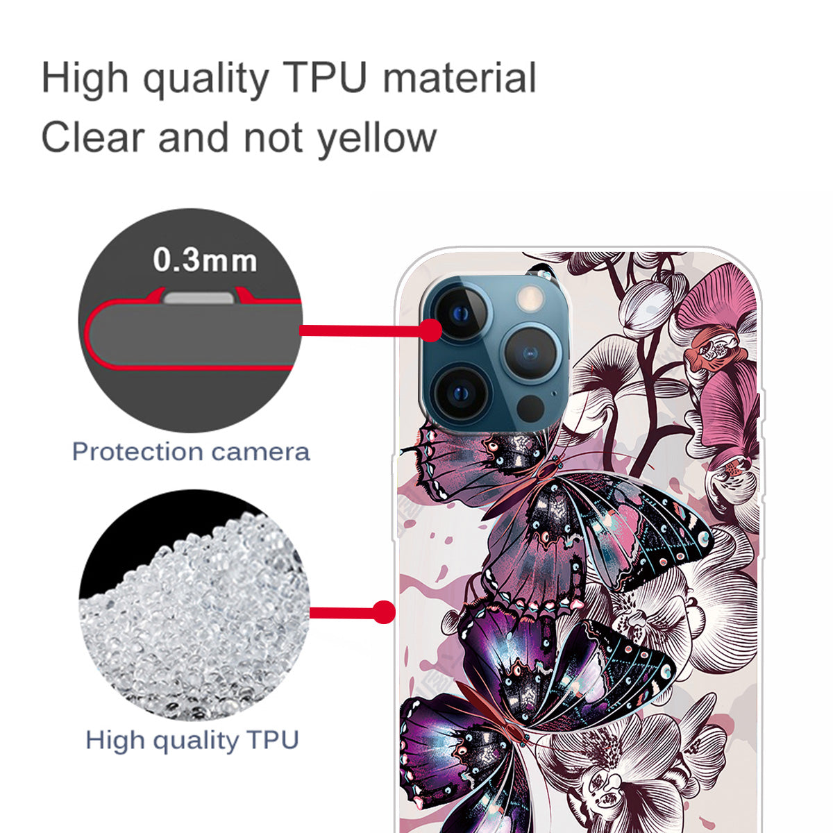 Clear Cute Pattern Printing Design Slim Lightweight Protective TPU Cover for iPhone 13 Pro 6.1 inch