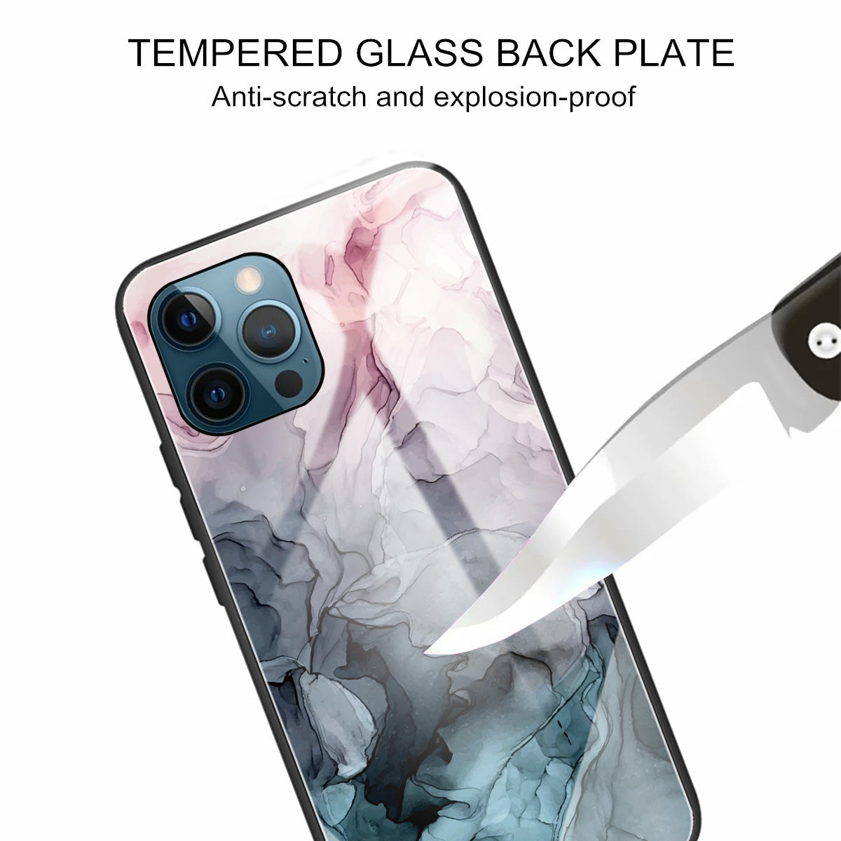 Pattern Printing Anti-scratch Tempered Glass + TPU Hybrid Phone Case Cover for iPhone 13 Pro Max 6.7 inch