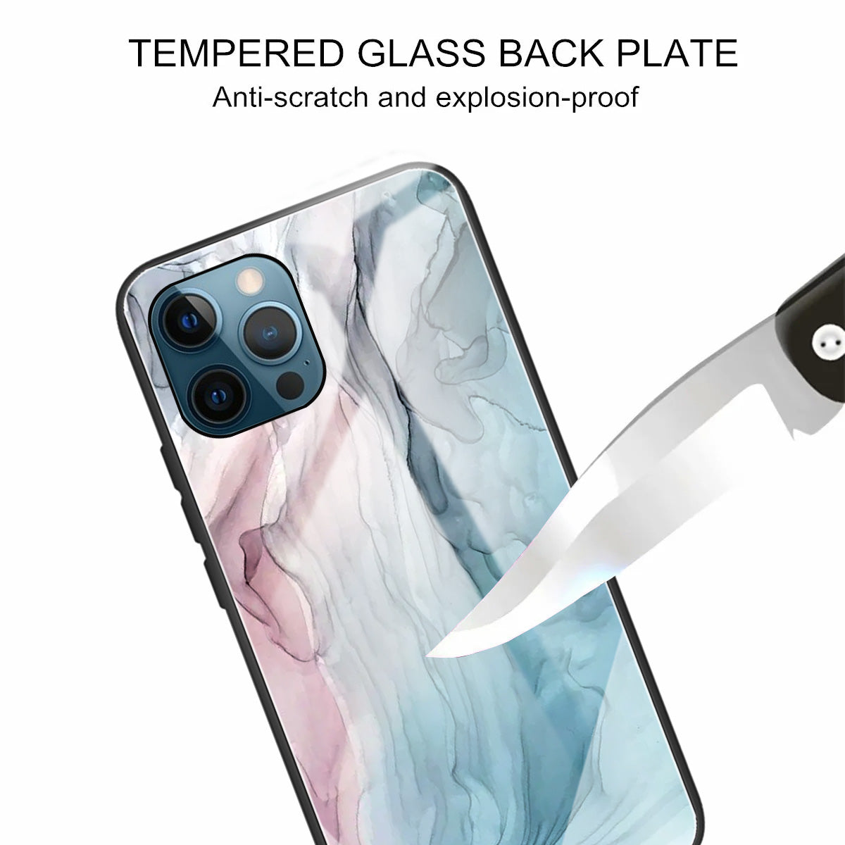 Pattern Printing Anti-scratch Tempered Glass + TPU Hybrid Phone Case Cover for iPhone 13 Pro Max 6.7 inch