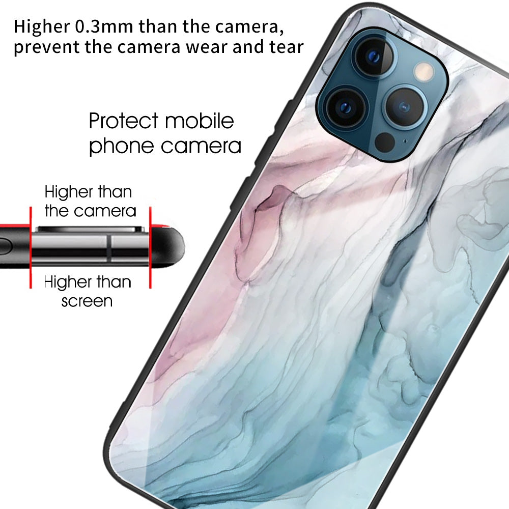 Pattern Printing Anti-scratch Tempered Glass + TPU Hybrid Phone Case Cover for iPhone 13 Pro Max 6.7 inch