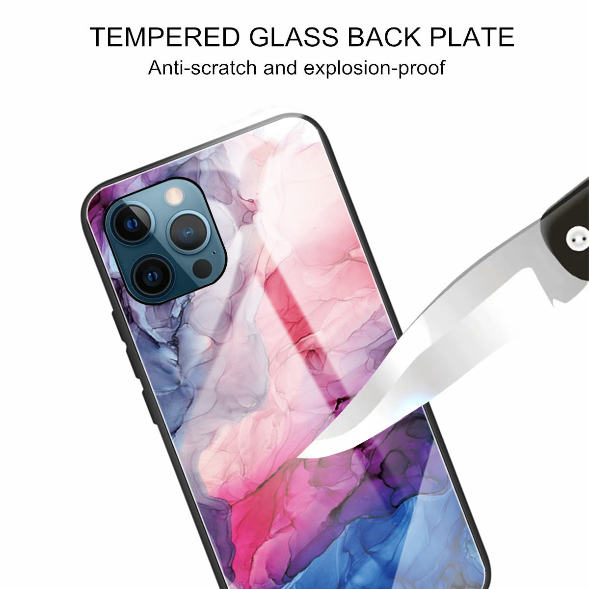 Pattern Printing Anti-scratch Tempered Glass + TPU Hybrid Phone Case Cover for iPhone 13 Pro Max 6.7 inch