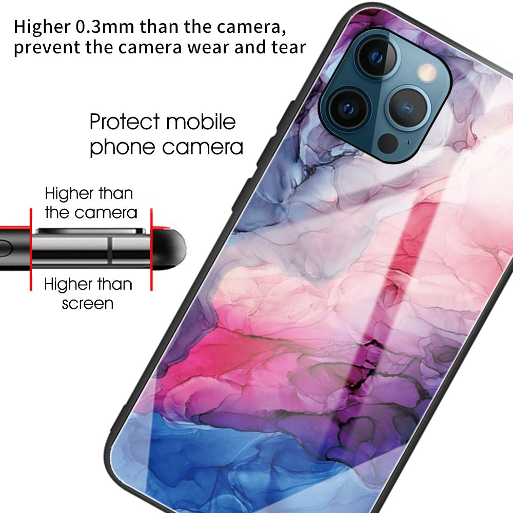 Pattern Printing Anti-scratch Tempered Glass + TPU Hybrid Phone Case Cover for iPhone 13 Pro Max 6.7 inch