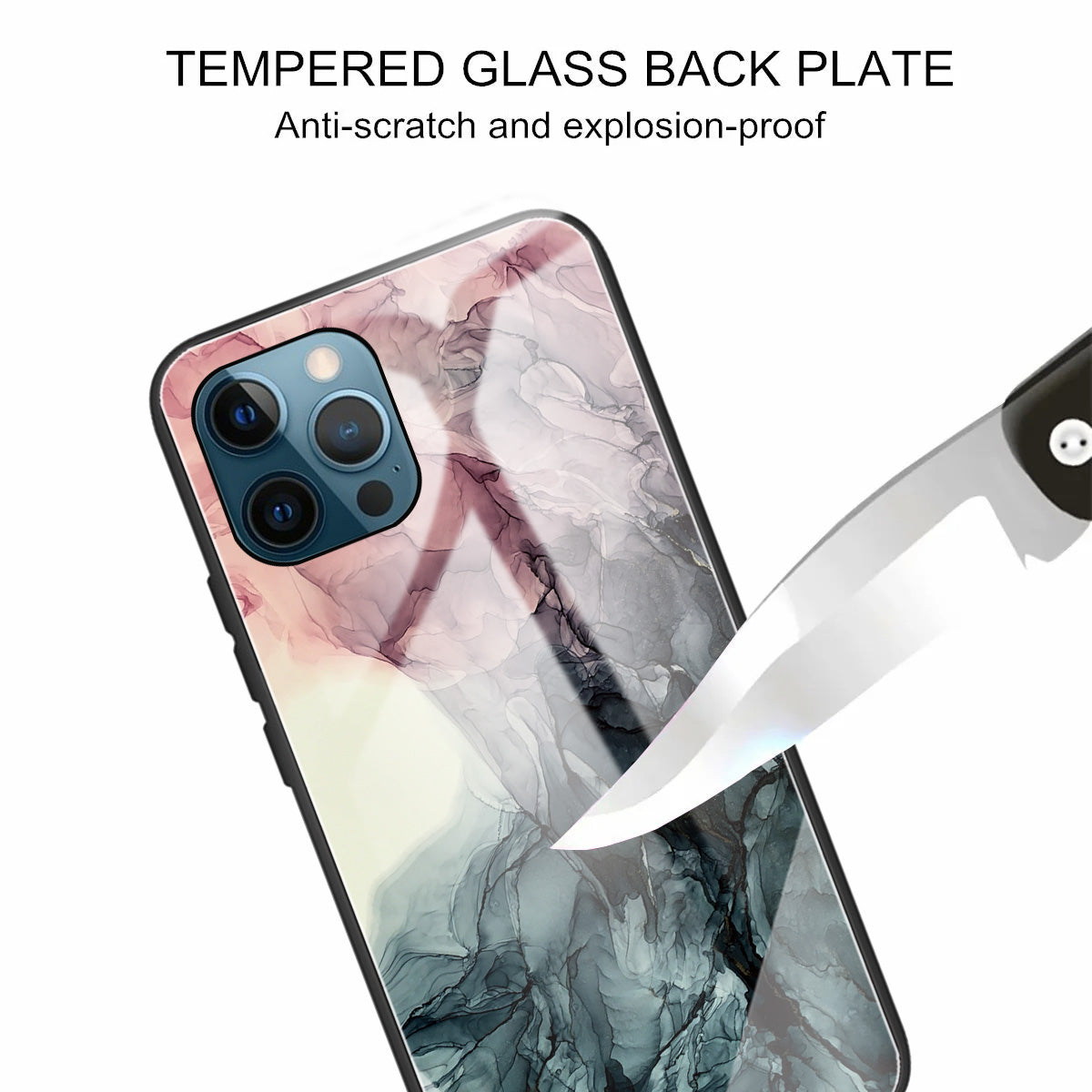 Pattern Printing Anti-scratch Tempered Glass + TPU Hybrid Phone Case Cover for iPhone 13 Pro Max 6.7 inch