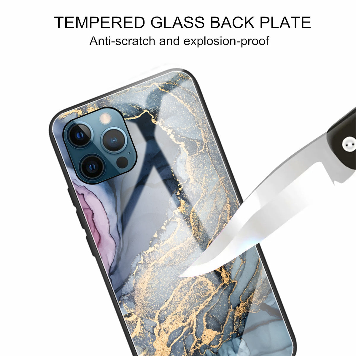 Pattern Printing Anti-scratch Tempered Glass + TPU Hybrid Phone Case Cover for iPhone 13 Pro Max 6.7 inch