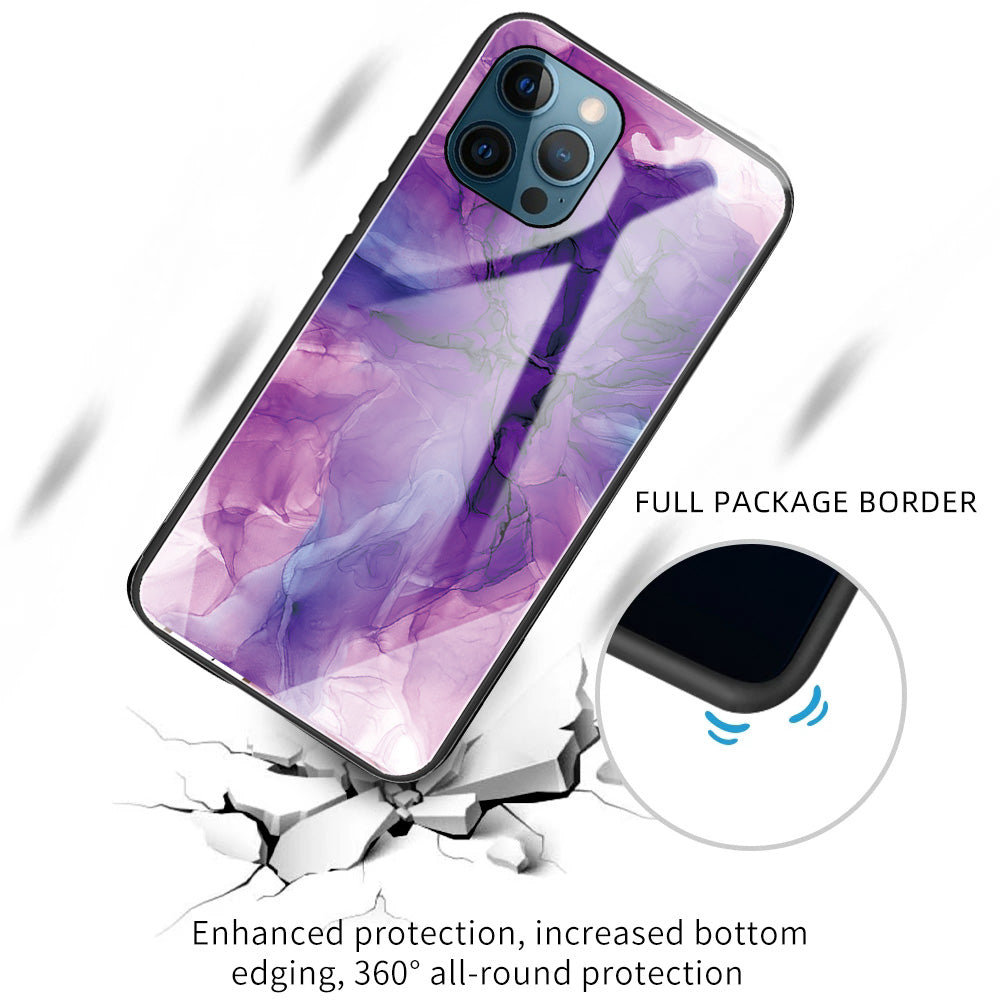 Pattern Printing Anti-scratch Tempered Glass + TPU Hybrid Phone Case Cover for iPhone 13 Pro Max 6.7 inch