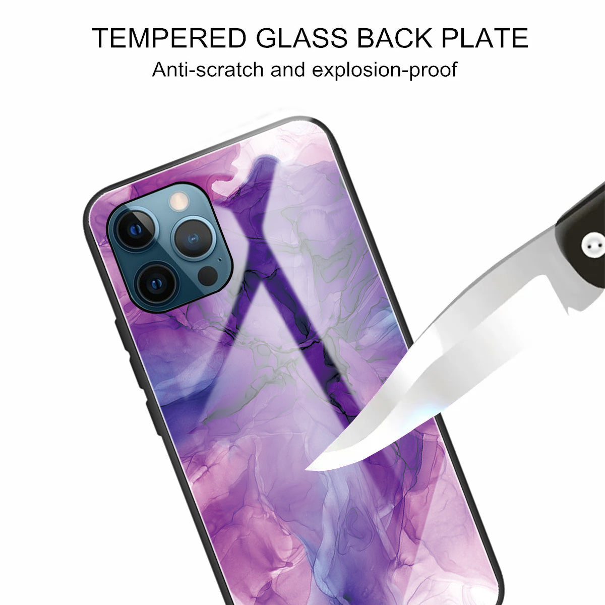 Pattern Printing Anti-scratch Tempered Glass + TPU Hybrid Phone Case Cover for iPhone 13 Pro Max 6.7 inch