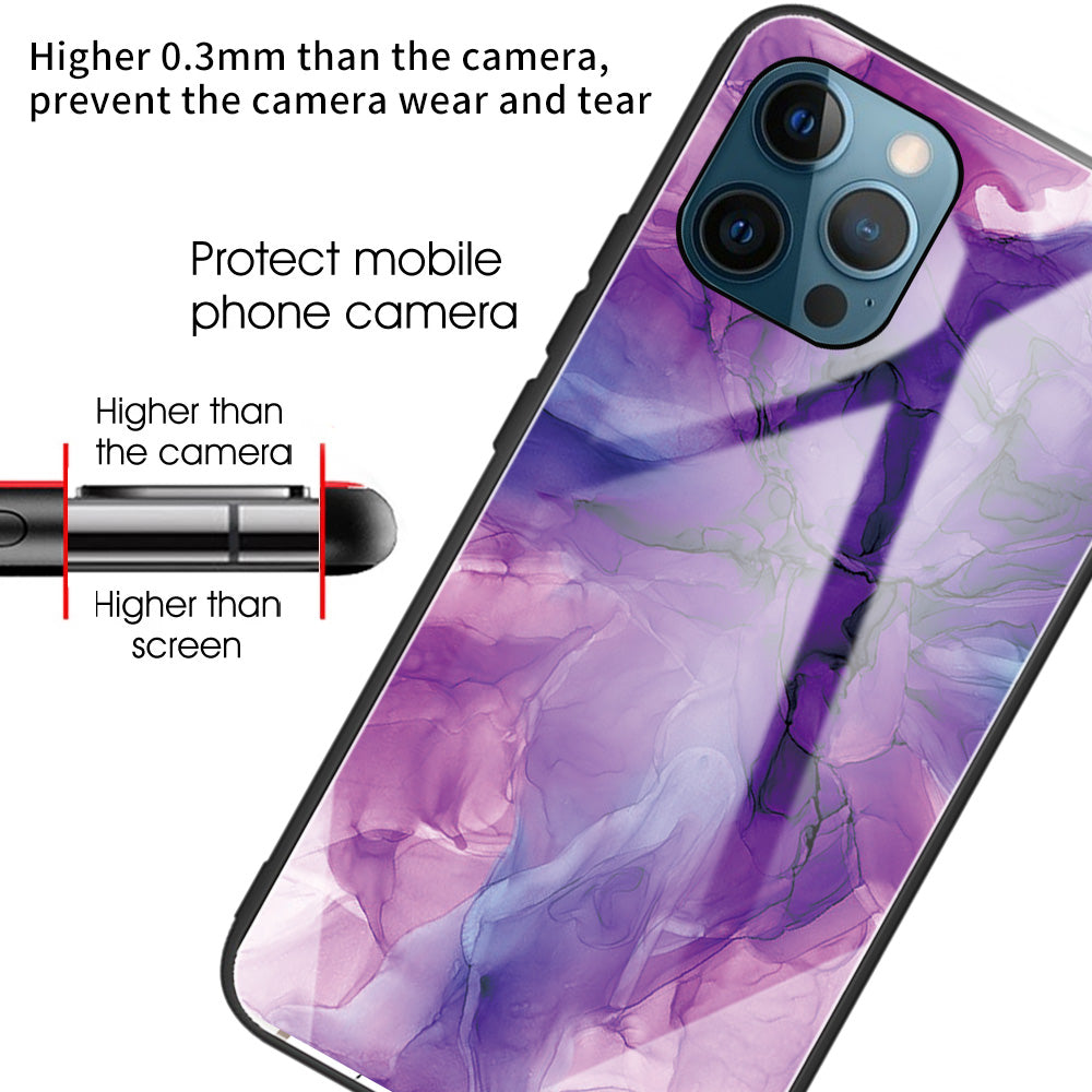 Pattern Printing Anti-scratch Tempered Glass + TPU Hybrid Phone Case Cover for iPhone 13 Pro Max 6.7 inch