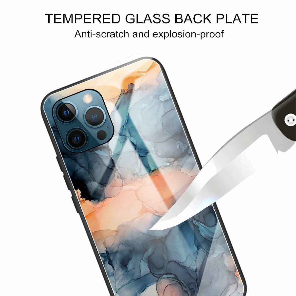 Pattern Printing Anti-scratch Tempered Glass + TPU Hybrid Phone Case Cover for iPhone 13 Pro Max 6.7 inch