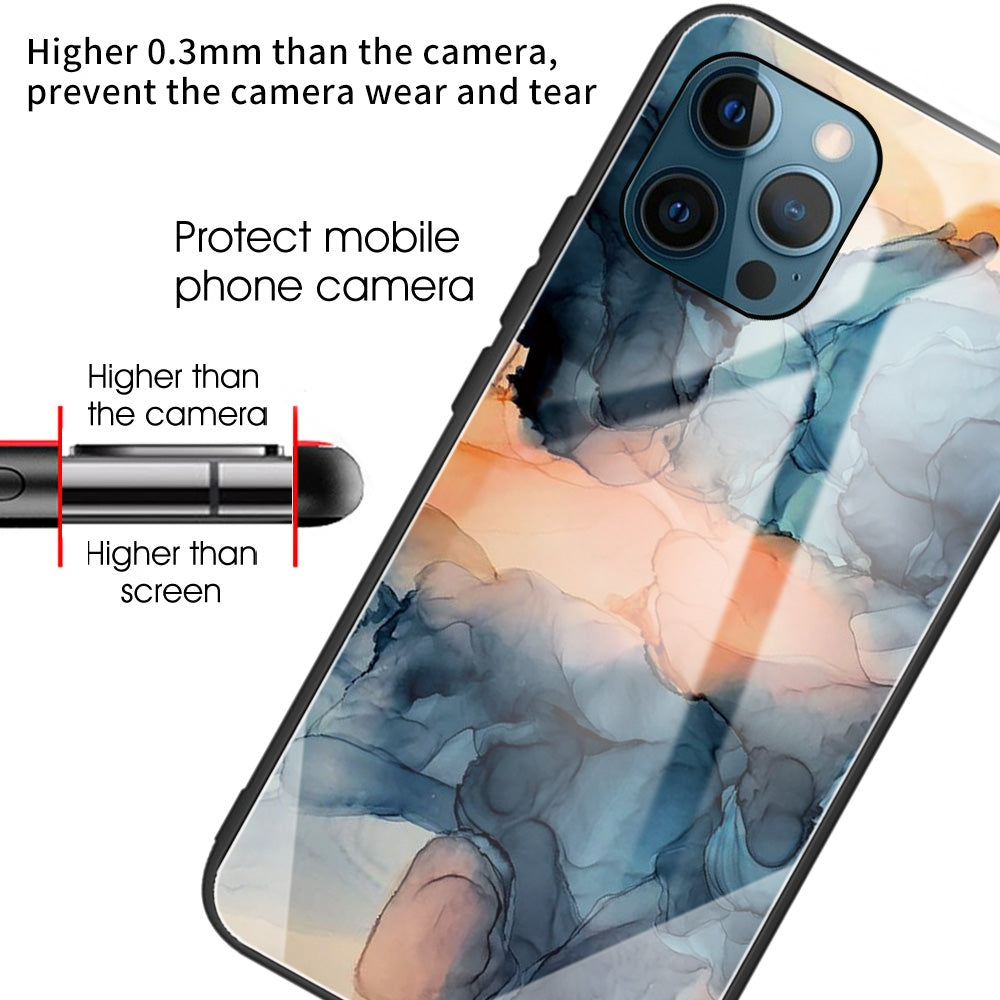 Pattern Printing Anti-scratch Tempered Glass + TPU Hybrid Phone Case Cover for iPhone 13 Pro Max 6.7 inch