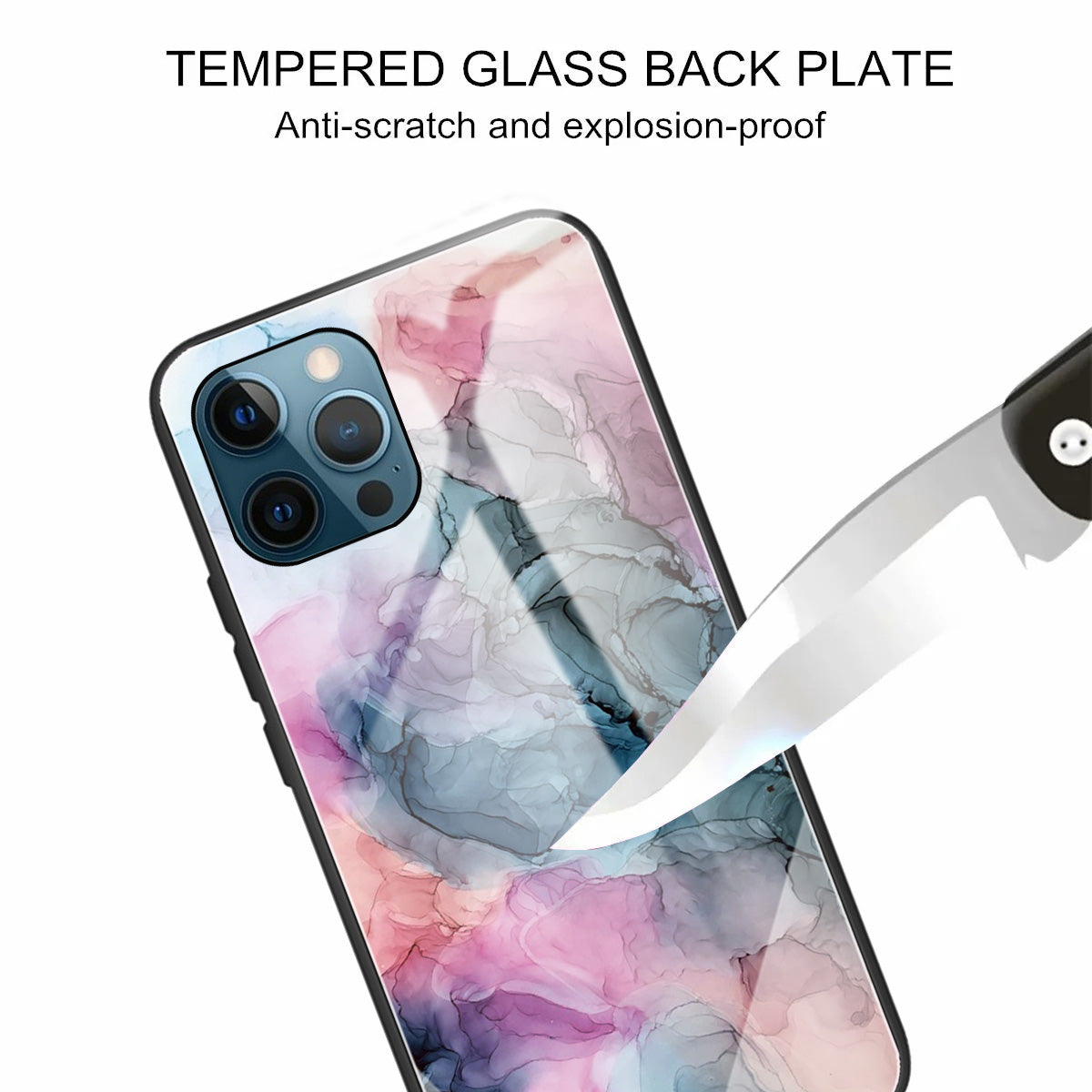 Pattern Printing Anti-scratch Tempered Glass + TPU Hybrid Phone Case Cover for iPhone 13 Pro Max 6.7 inch